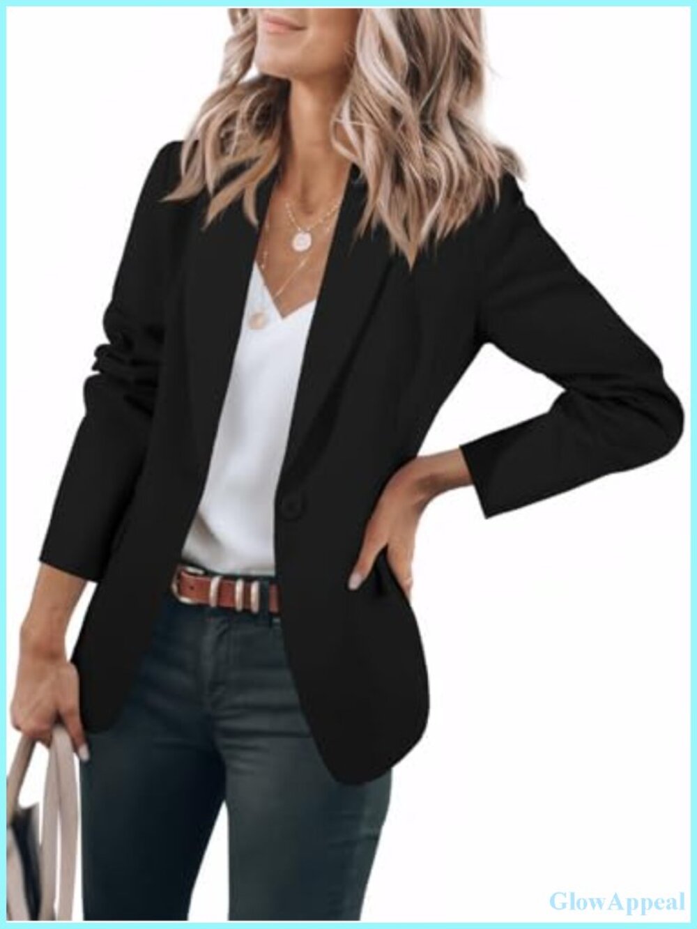 Women's Casual Blazer Long Sleeve Slim Fit One Button Office Suit Jacket